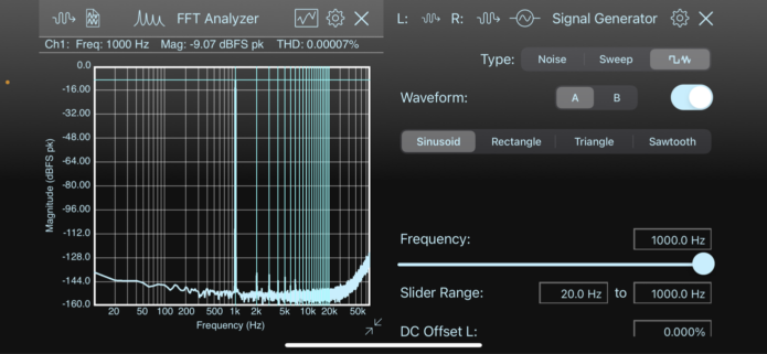 FFT THD and Signal Generator Screenshot